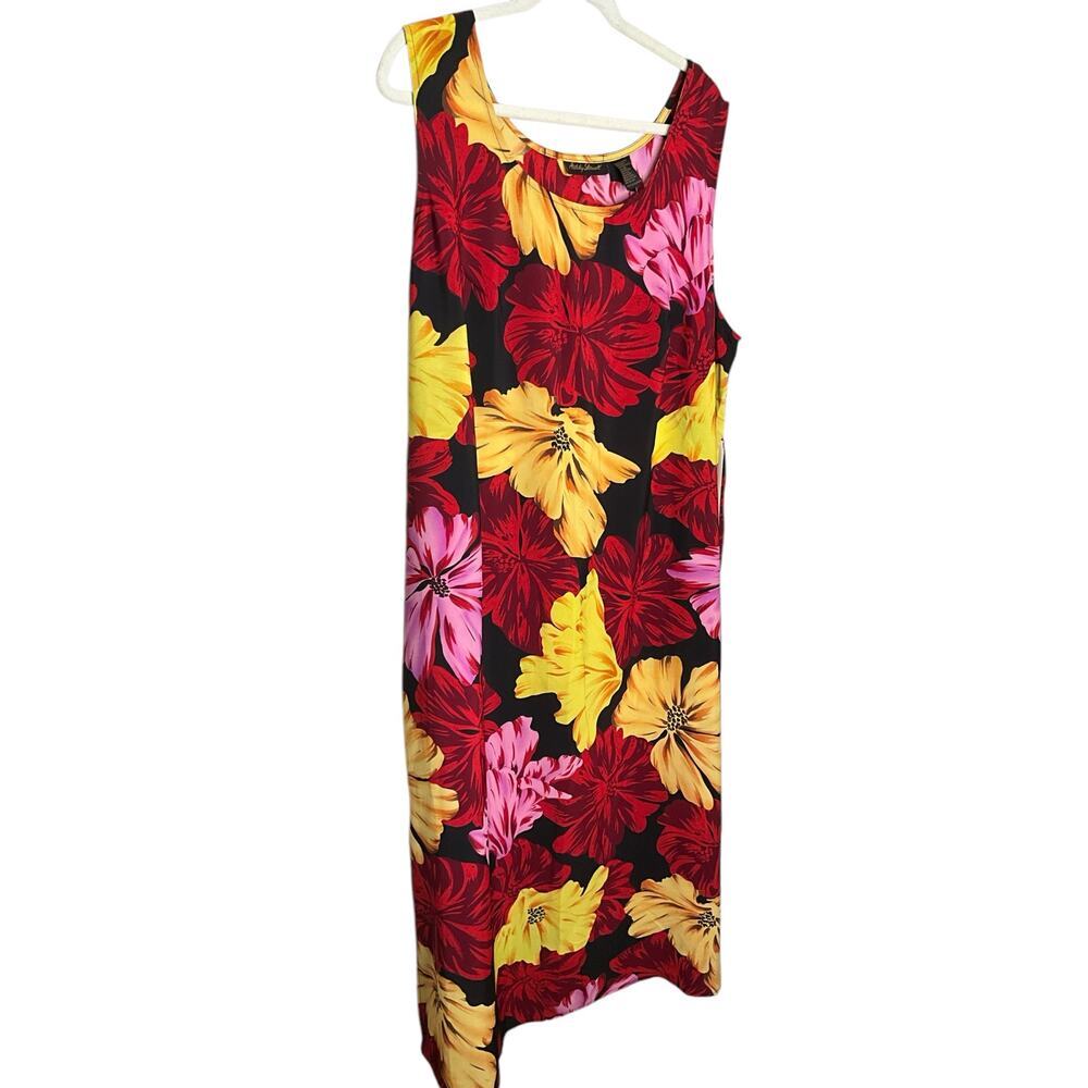 Ashley Stewart Floral Maxi Dress Sleeveless Tie Back Black/Multi Size 22 NWT